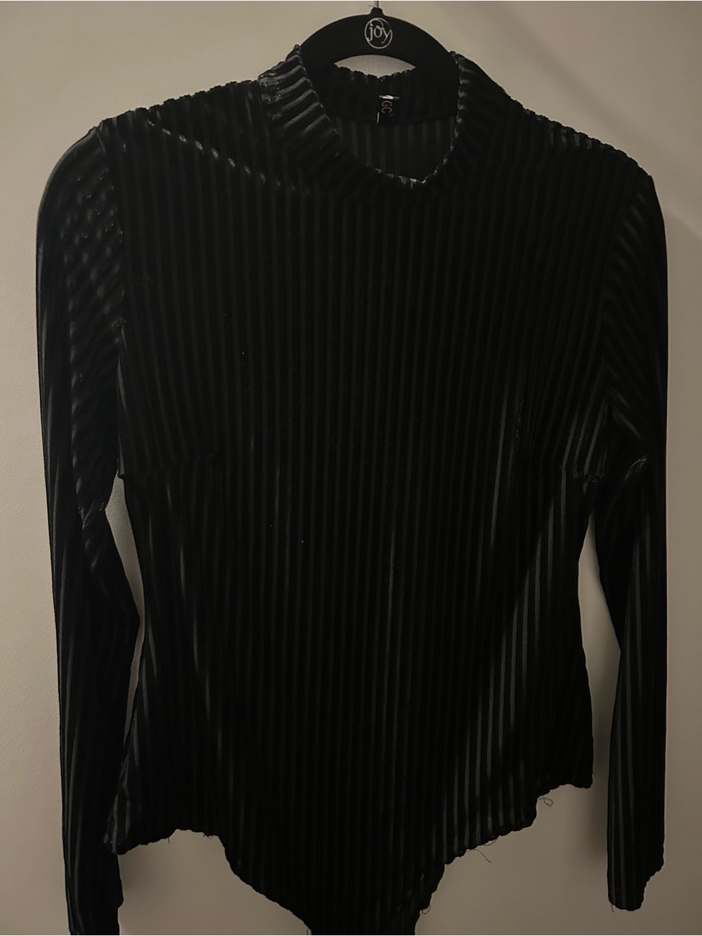 Ribbed Velvet Long-Sleeve Bodysuit - Black